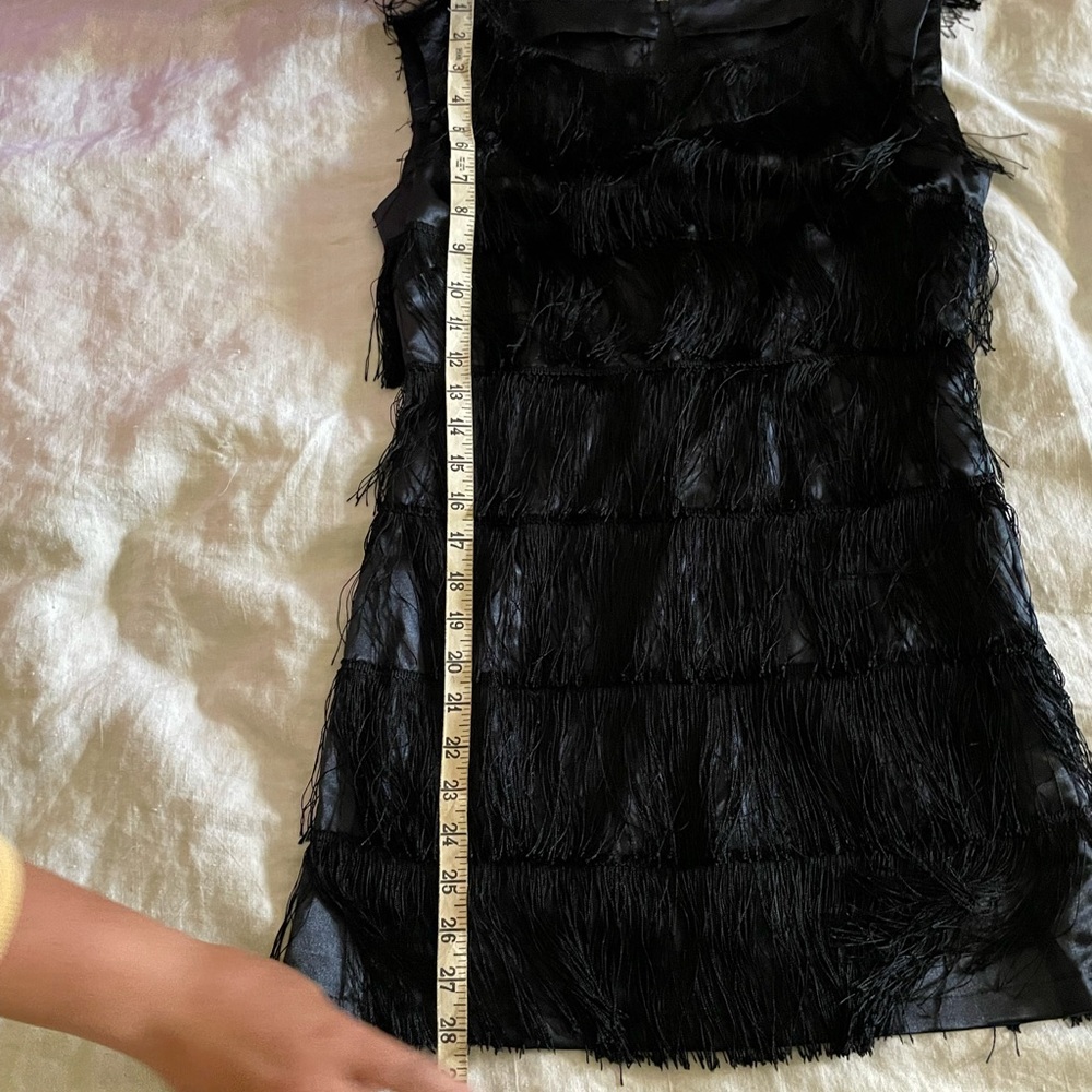 Micro Mini Black Fringe Dress - Picture 6 of 8